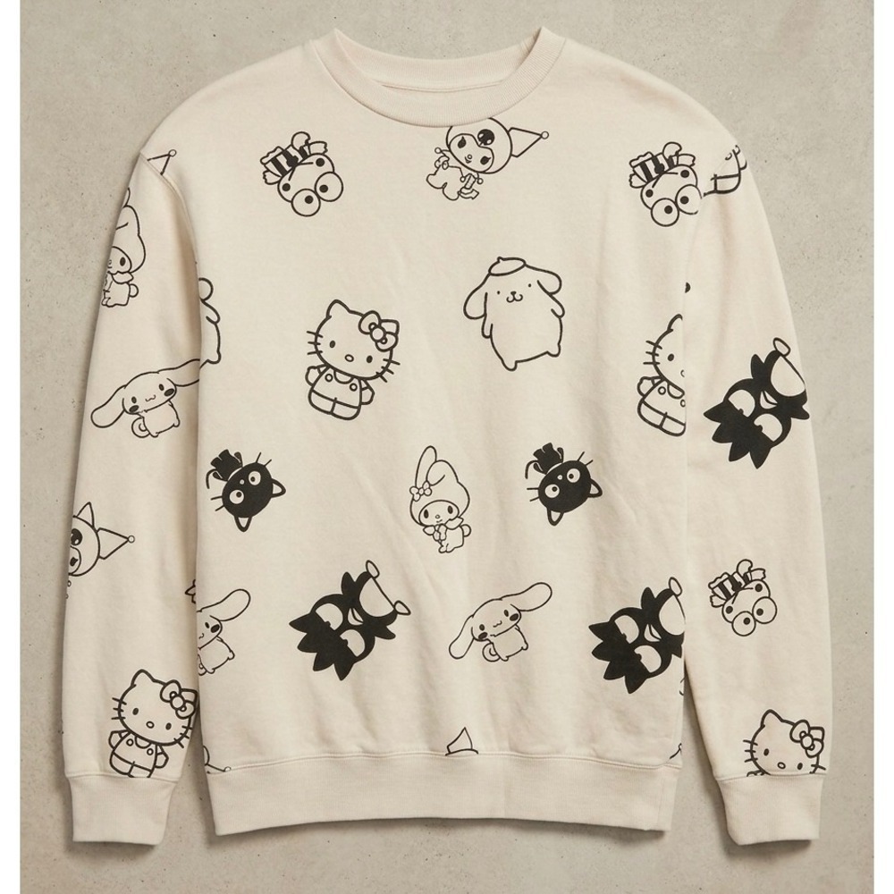 Sanrio Hello Kitty and Friends AOP Sweatshirt Cream Bioworld SIL-34706 Small
